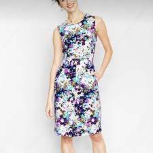 Lands End Purple Floral Sleeveless Dress 4 - Picture 1 of 10